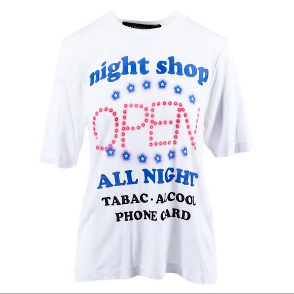 Filles A Papa Distressed Night Shop Graphic Tee - Picture 1 of 7